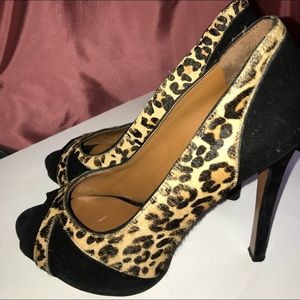 Nine West Cheetah Open Toe Pump Size 8M fits 8.5